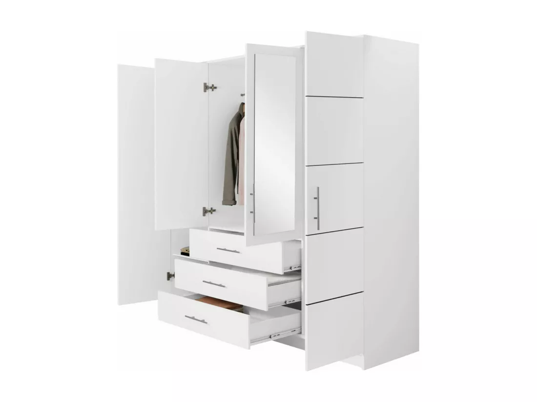 Armoire Dortivu 112, Blanc, 200x196x58cm, Portes d'armoire: Avec des charnières