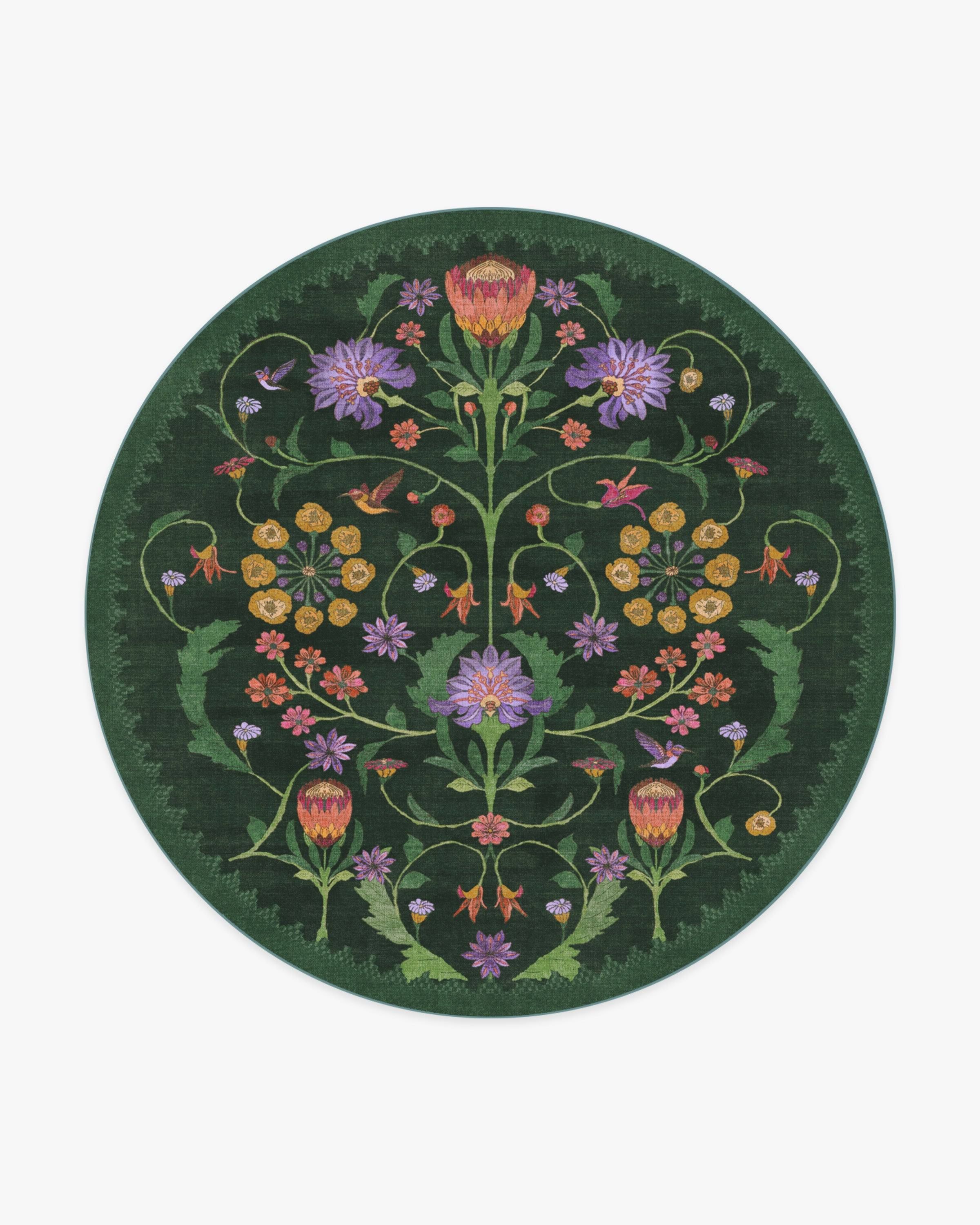 Ruggable Protea Waldgrün Teppich von Iris Apfel All-in-1 Teppich