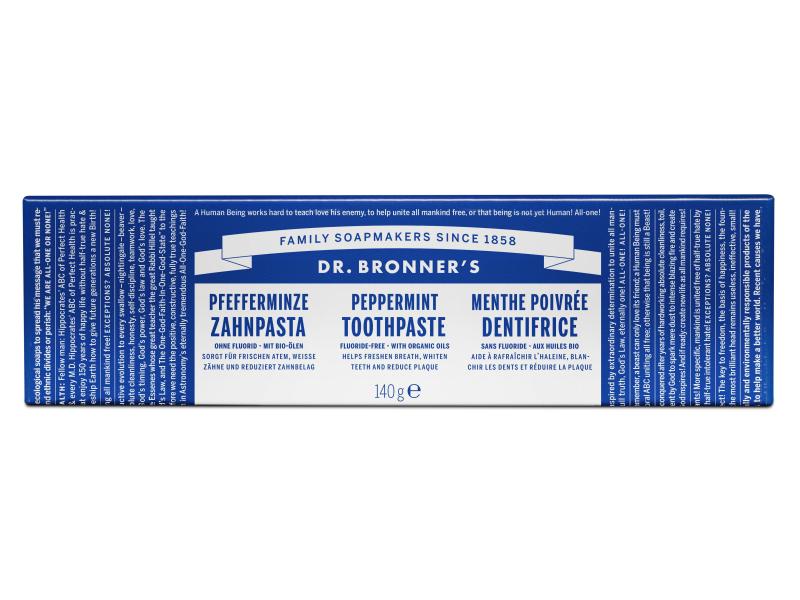 Dr.Bronner's Zahnpasta All-One Pfefferminze 140 g Natürliche und fluorfreie Zahnpasta für strahlend weisse Zähne