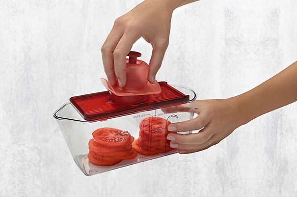 MULTI MANDOLINE & REIBE - Gelb, Grün, Rot / B: 8.6 cm x T: 24.9 cm x H: 9.5 cm