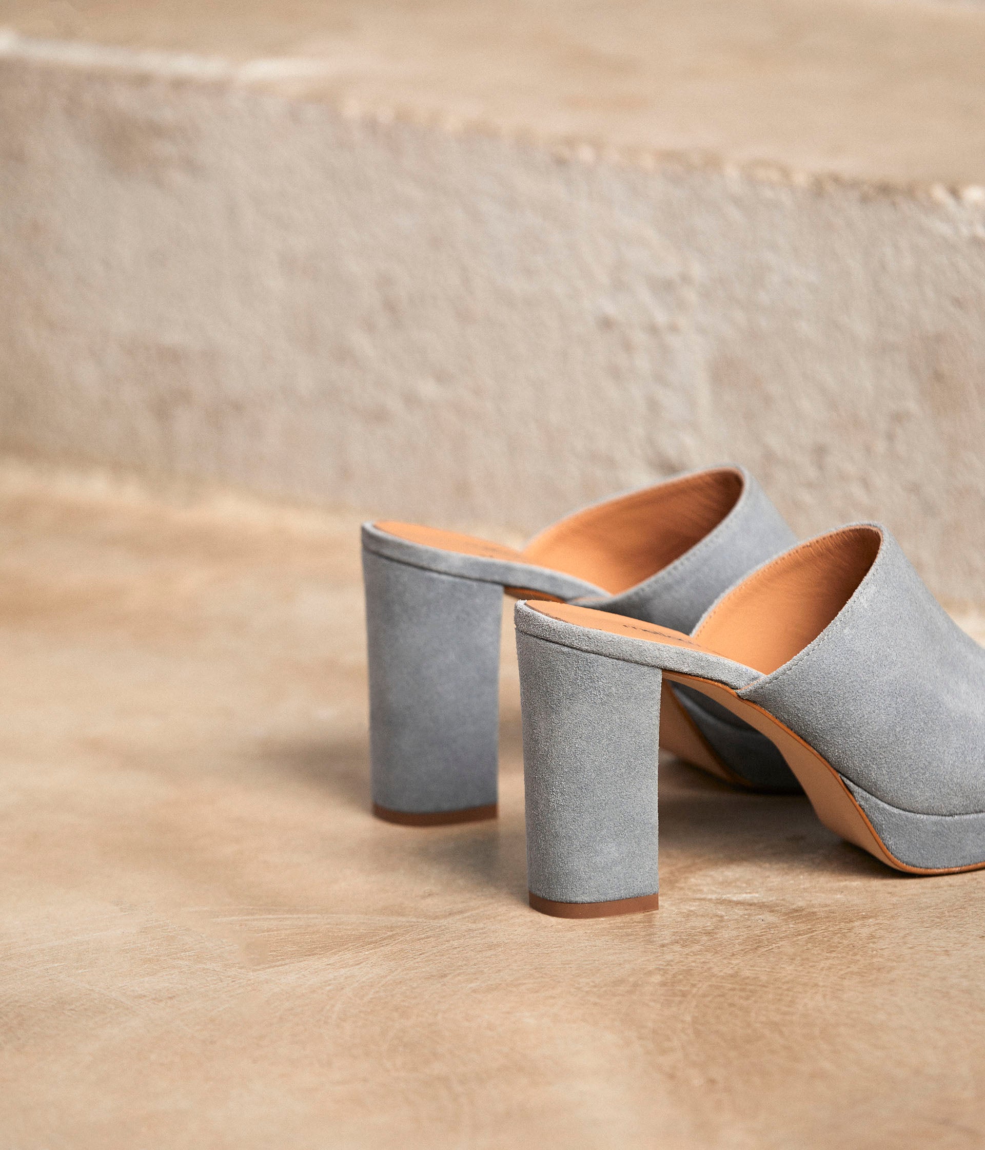Mules cuir velours Cameron