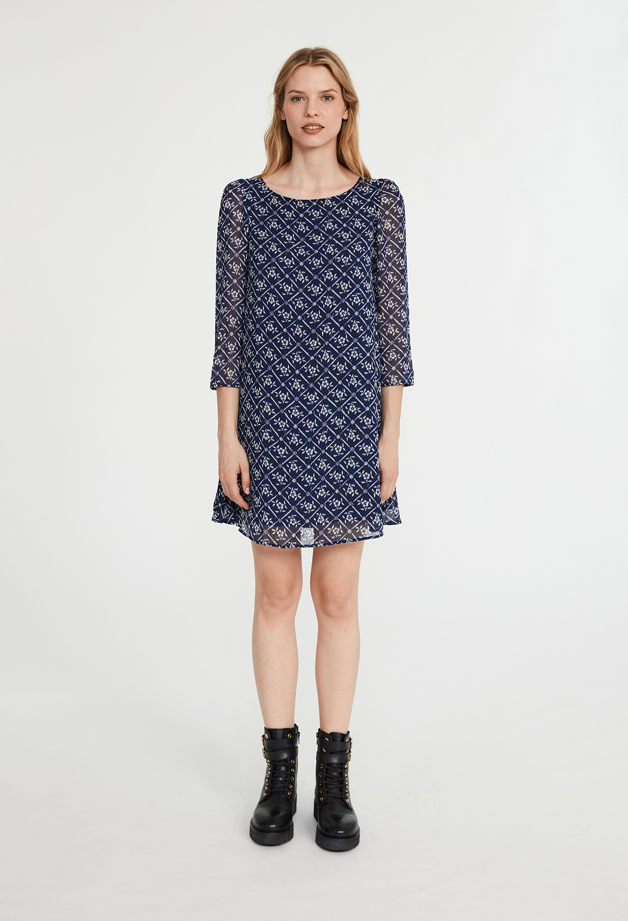 Robe Rififi &agrave; motifs floral metallise