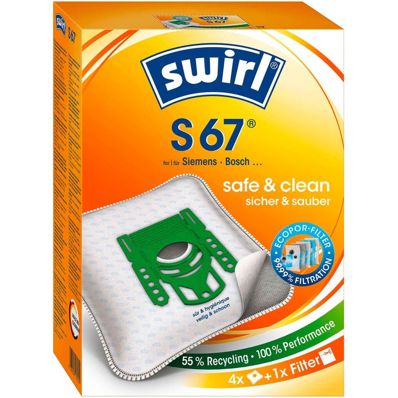 Sac d'aspirateur S 67, avec filtre MicroporPlus - Lot de 4