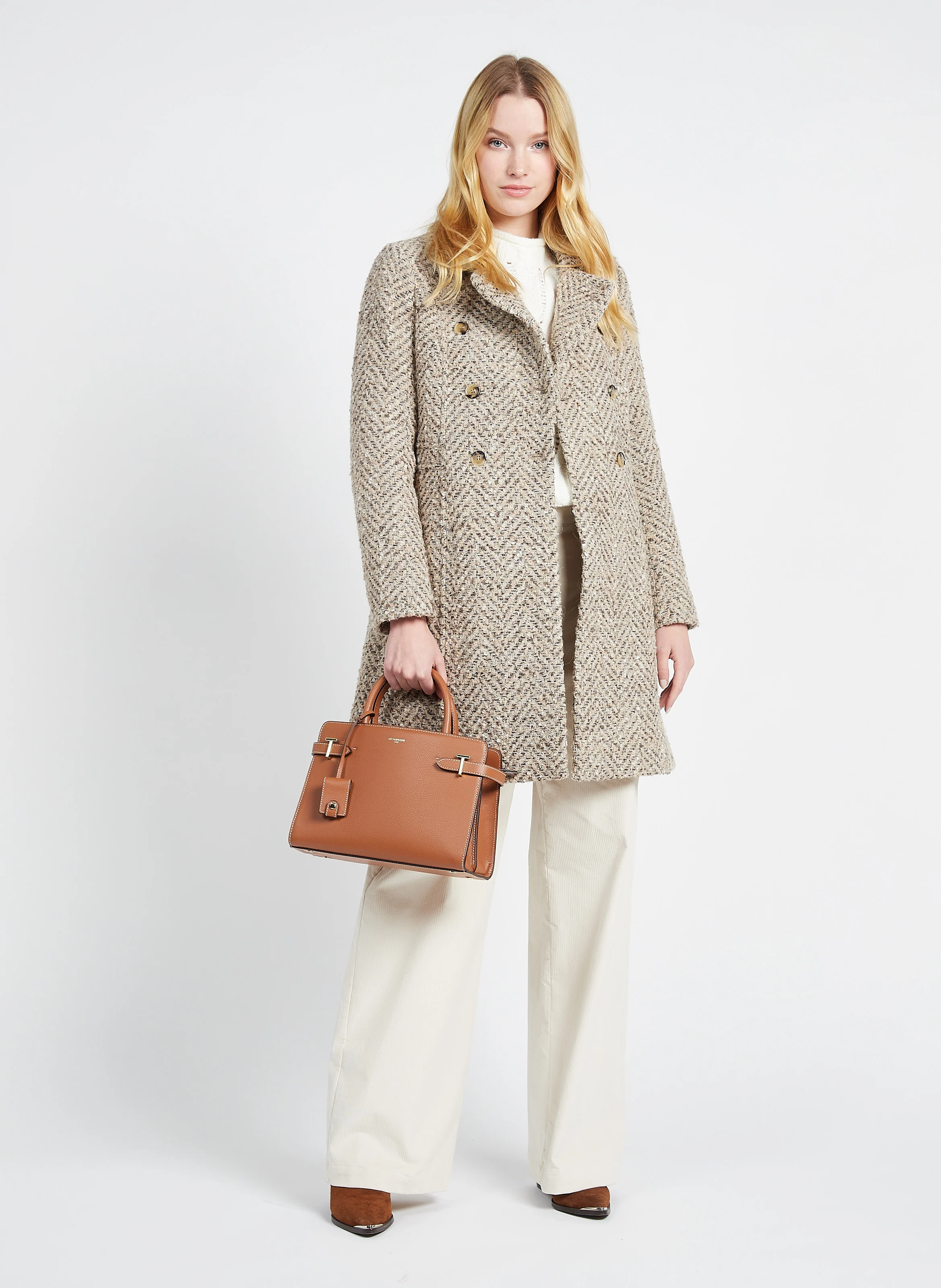 EMILIE - Sac à main en cuir grainé | Marron