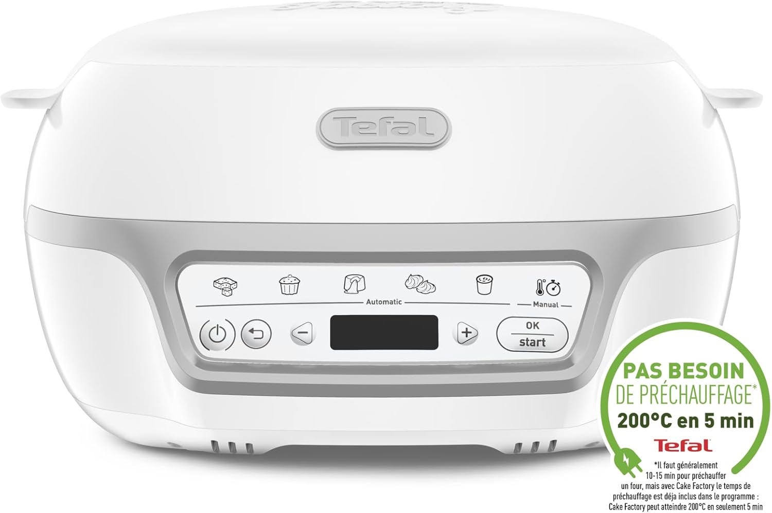 Tefal Cake Factory Délices Silver Maxi pack, Machine à gâteaux intelligente, 5 programmes automatiques, 1 mode manuel, Moules CreaBake, App recettes, compatible CreaBake, KD812110