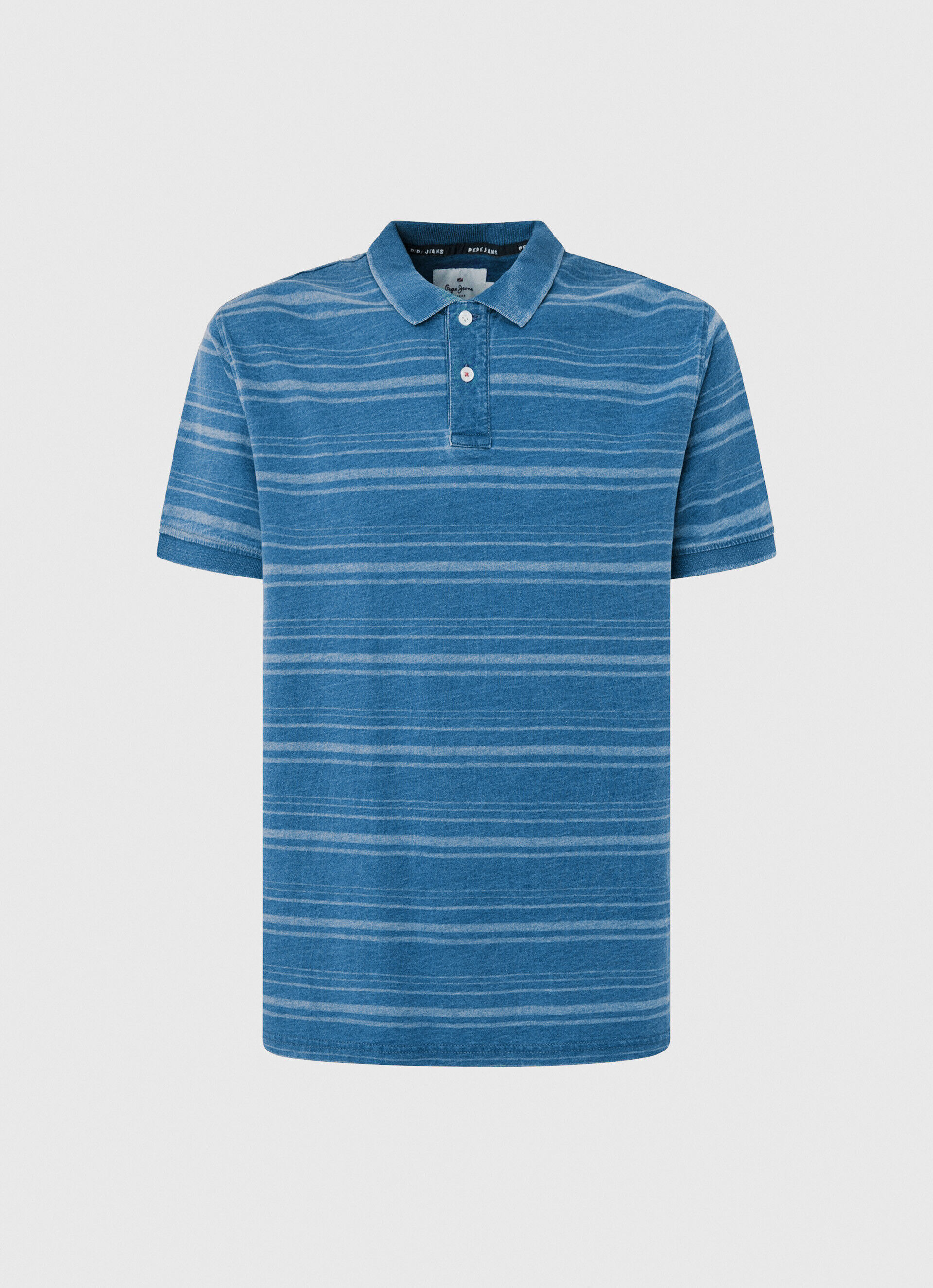 Camisa polo de algodão com estampa listrada - azul índigo