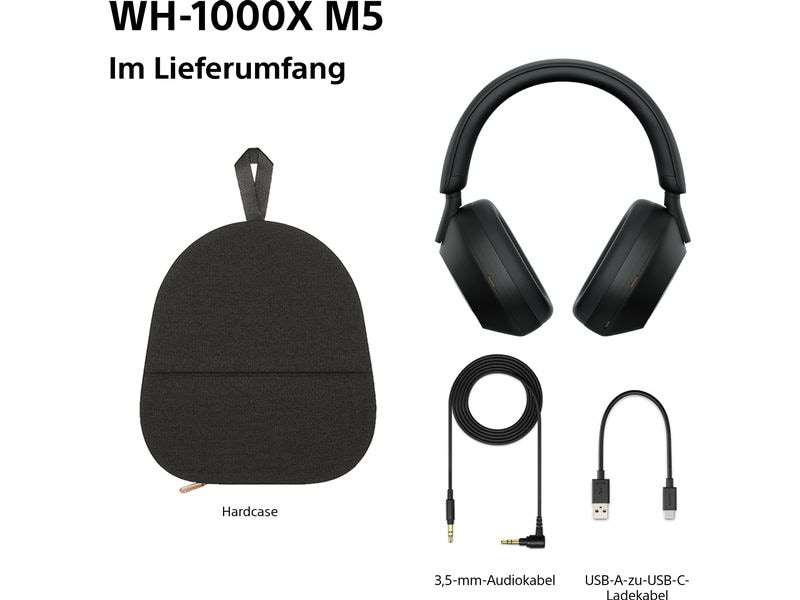Sony Wireless Over-Ear-Kopfhörer WH-1000XM5 Schwarz Kabellose Kopfhörer mit Noise Cancelling
