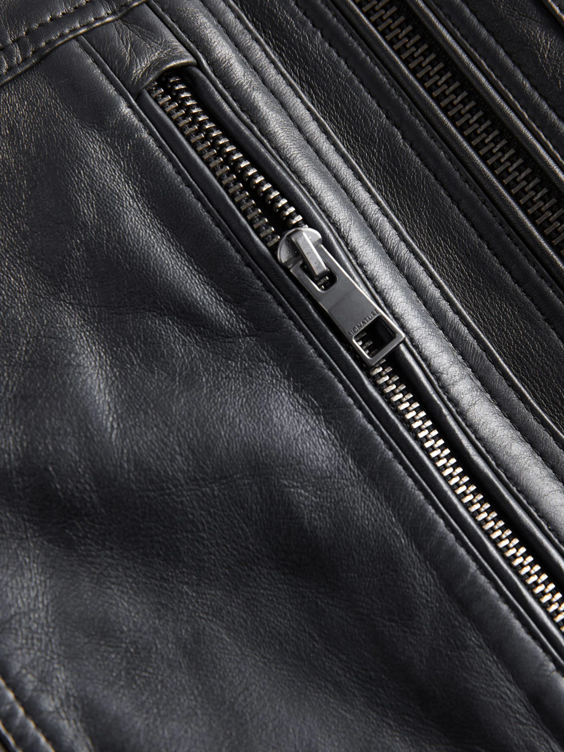 Zwart - Leren Signature Utility Borg gevoerde jas