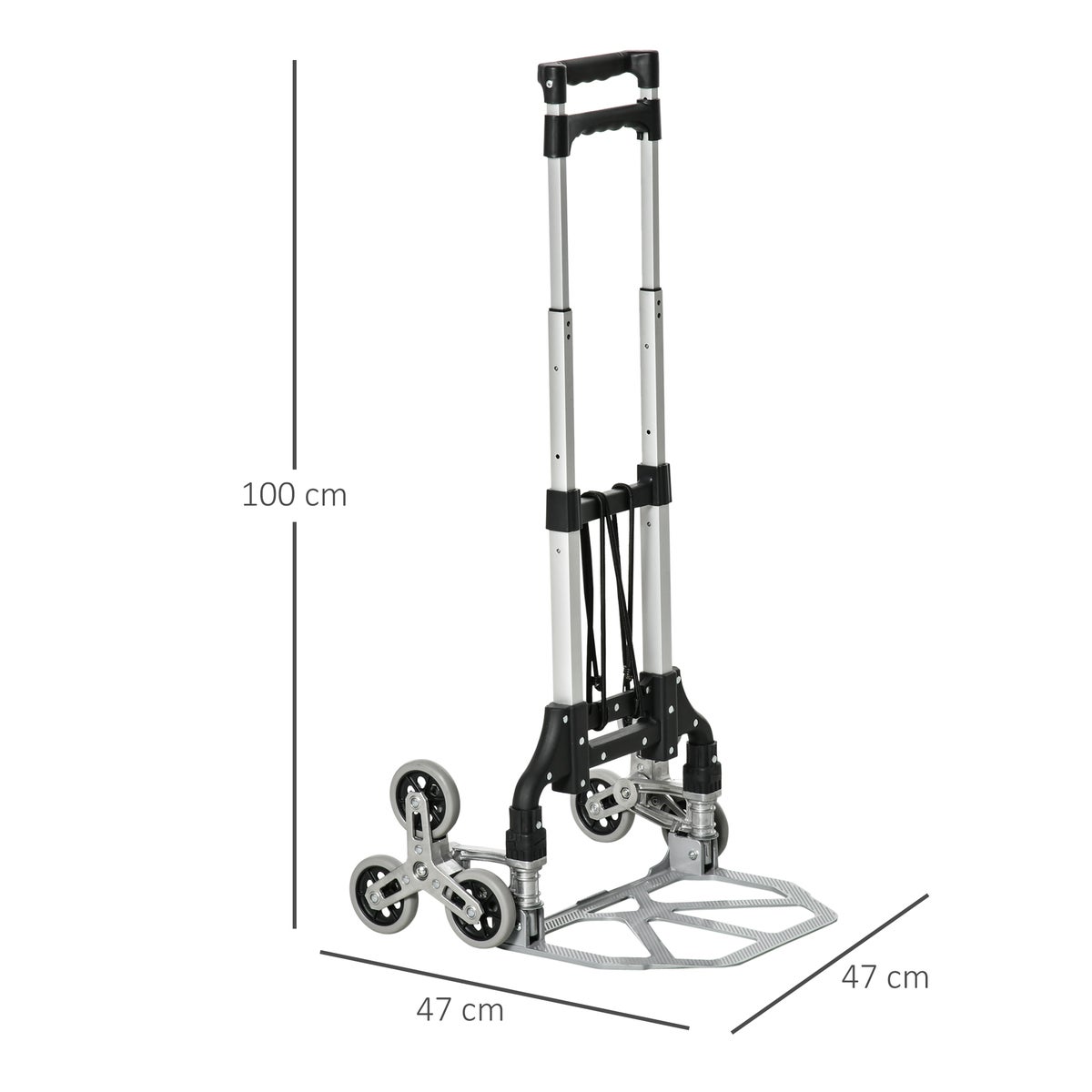 DURHAND, trapklimmer, steekwagen, 47L x 47B x 100H cm, aluminium, zilver + zwart