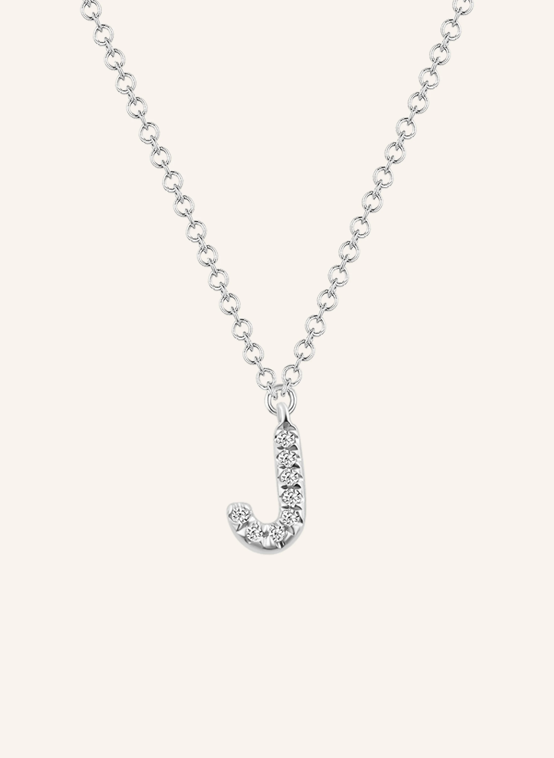Leaf INITIALIEN Halskette „J“ aus 14 Karat Weißgold mit Diamanten