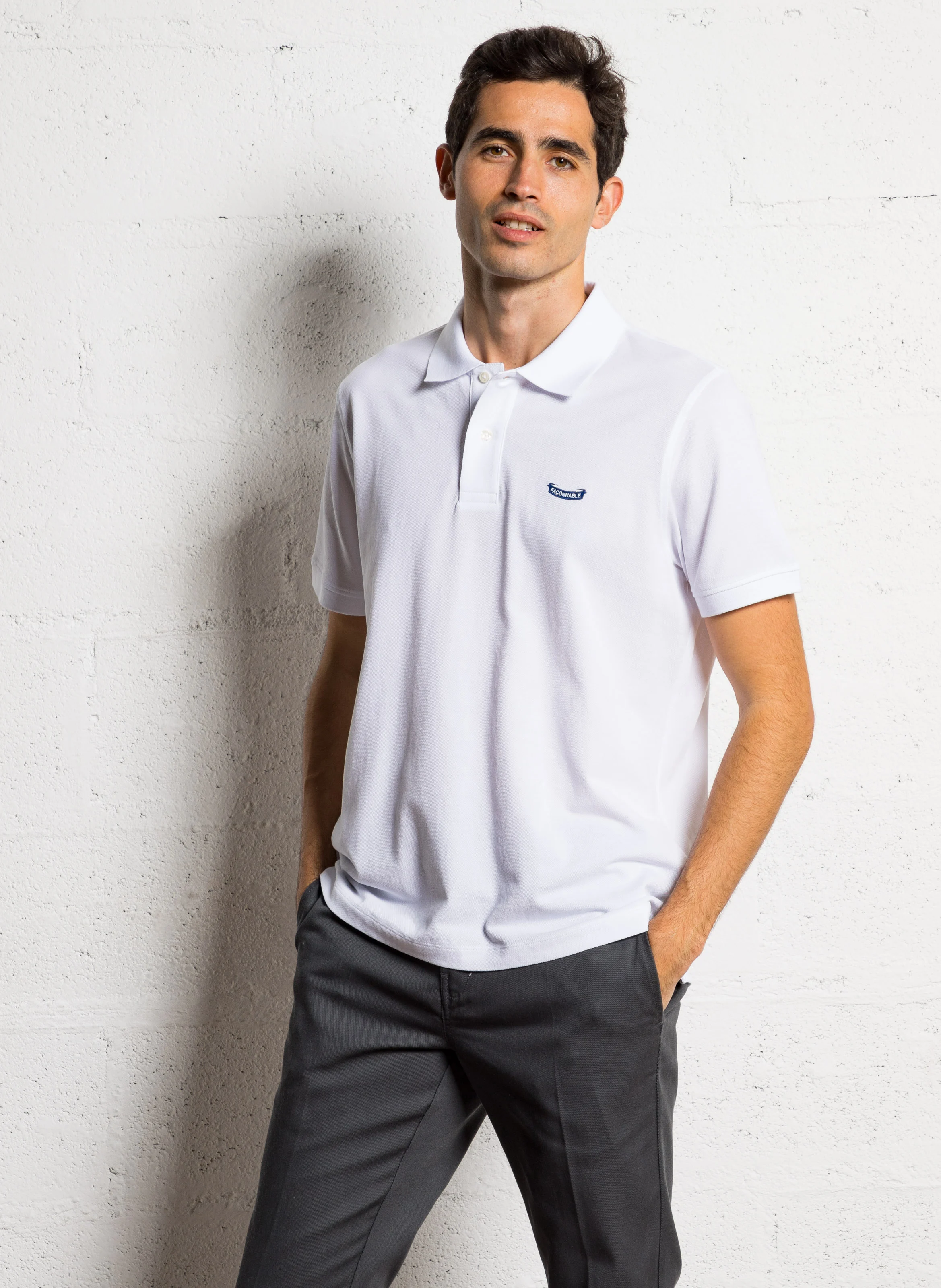Polo regular-fit en coton piqué | Blanc