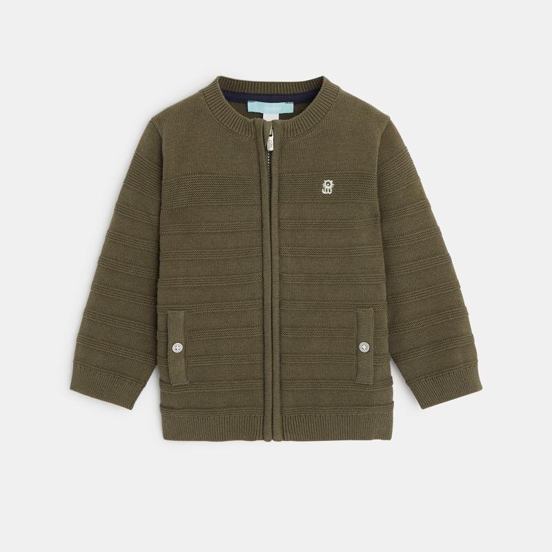 Gilet zippé maille fantaisie vert bébé garçon Vert