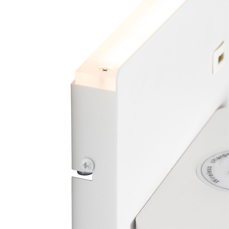 Set van 2 wandlampen wit incl. LED met USB en inductielader - Riza