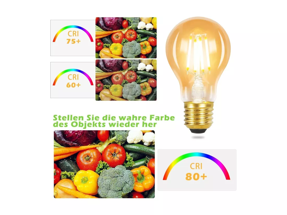 NETTLIFE Lot de 6 ampoules LED E27 blanc chaud A60 vintage 4W 2700K Edison à filament rétro lampe à économie d'énergie pour maison café bar
