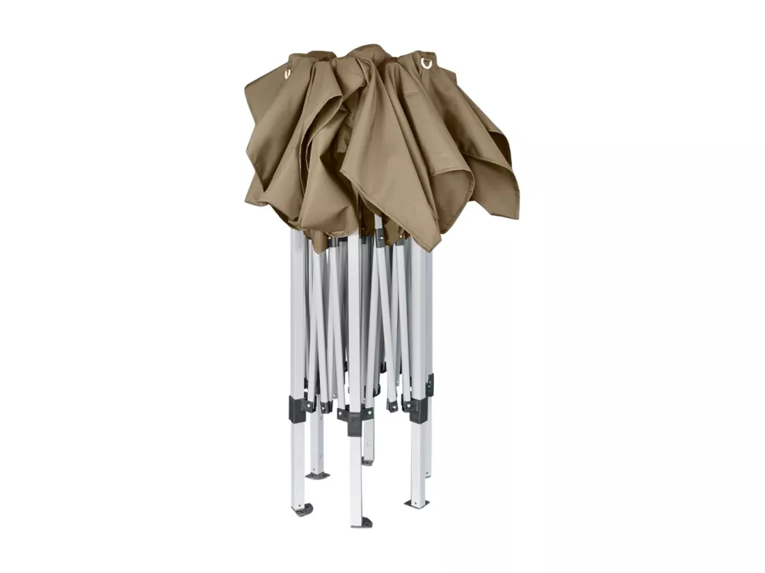 Chapiteau hexagonal pliable 3,6x3,1 m taupe 220g/m²