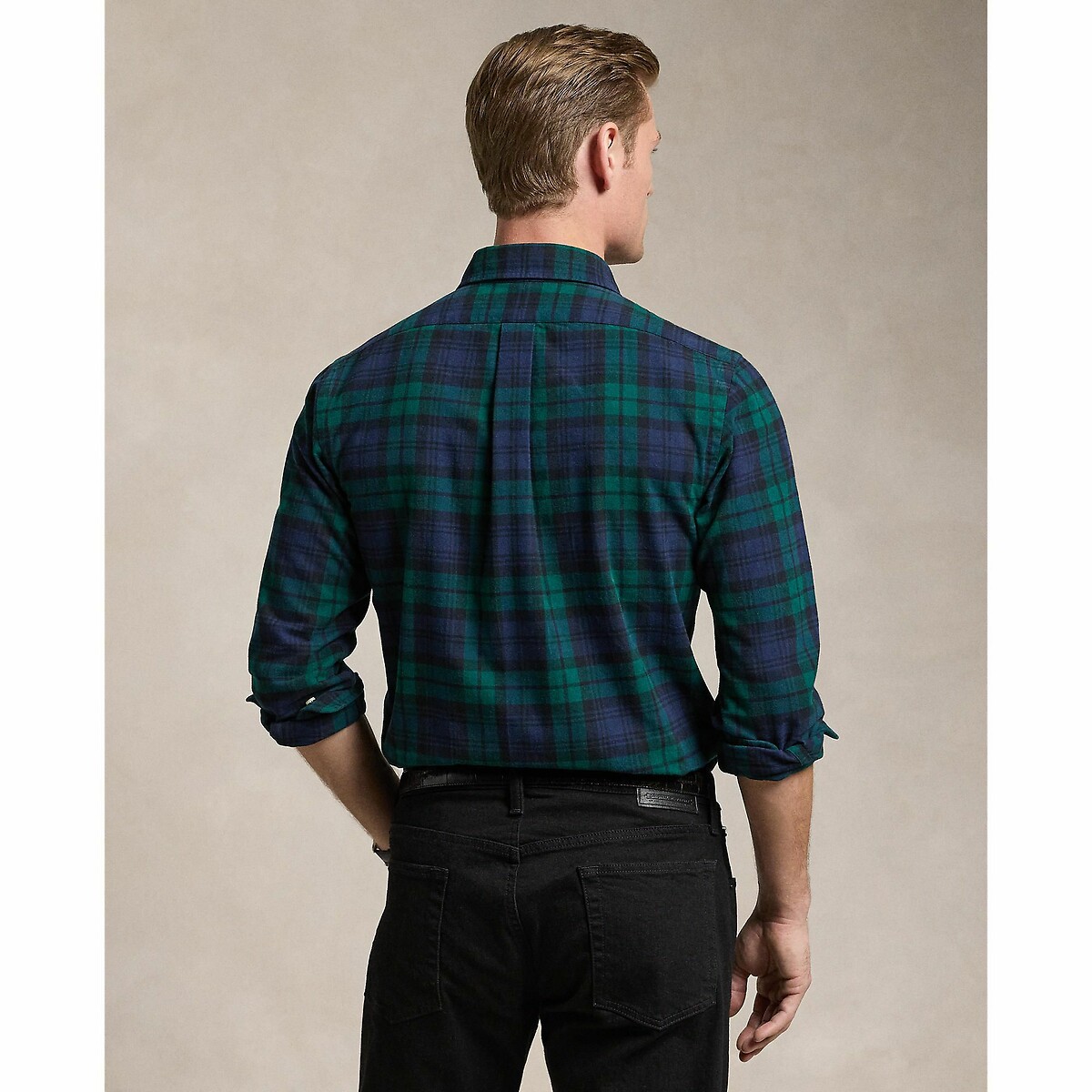 POLO RALPH LAUREN<br>Camisa reta com estampa xadrez Oxford escovado