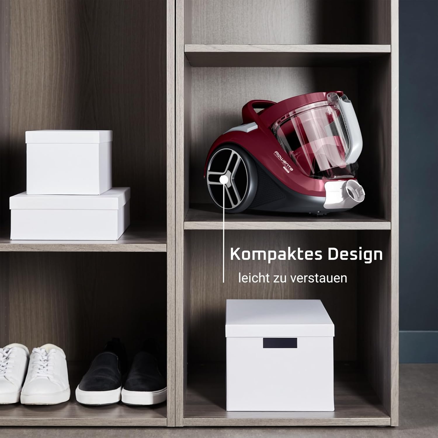 Rowenta Compact Power XXL Classic beutelloser Bodenstaubsauger, 900 Watt, 3-stufiges Filtersystem, Fassungsvermögen, kompakt, 8,80 m Reinigungsradius, inkl. 2-in-1 Fugendüse, Rot, RO4B23