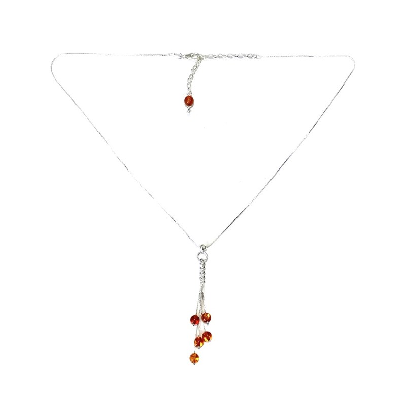 Collier argent 925 billes ambre