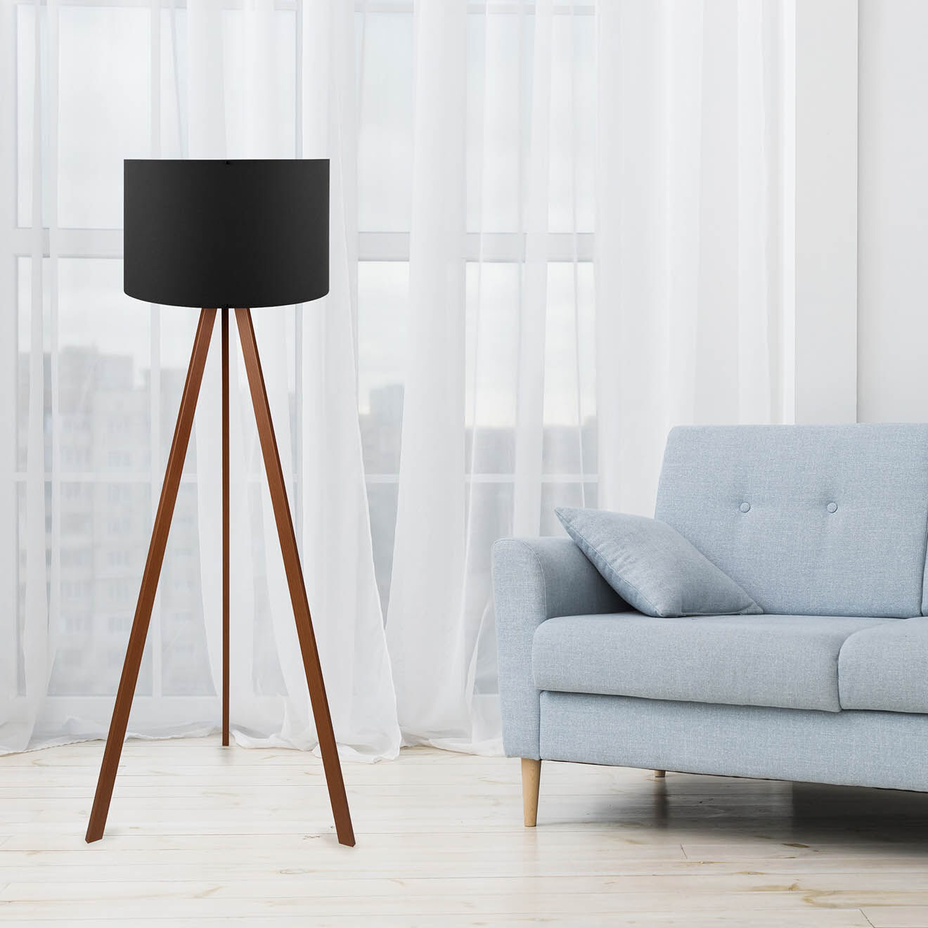 Opviq Lampadaire Ayd noir/brun - 38x140 cm
