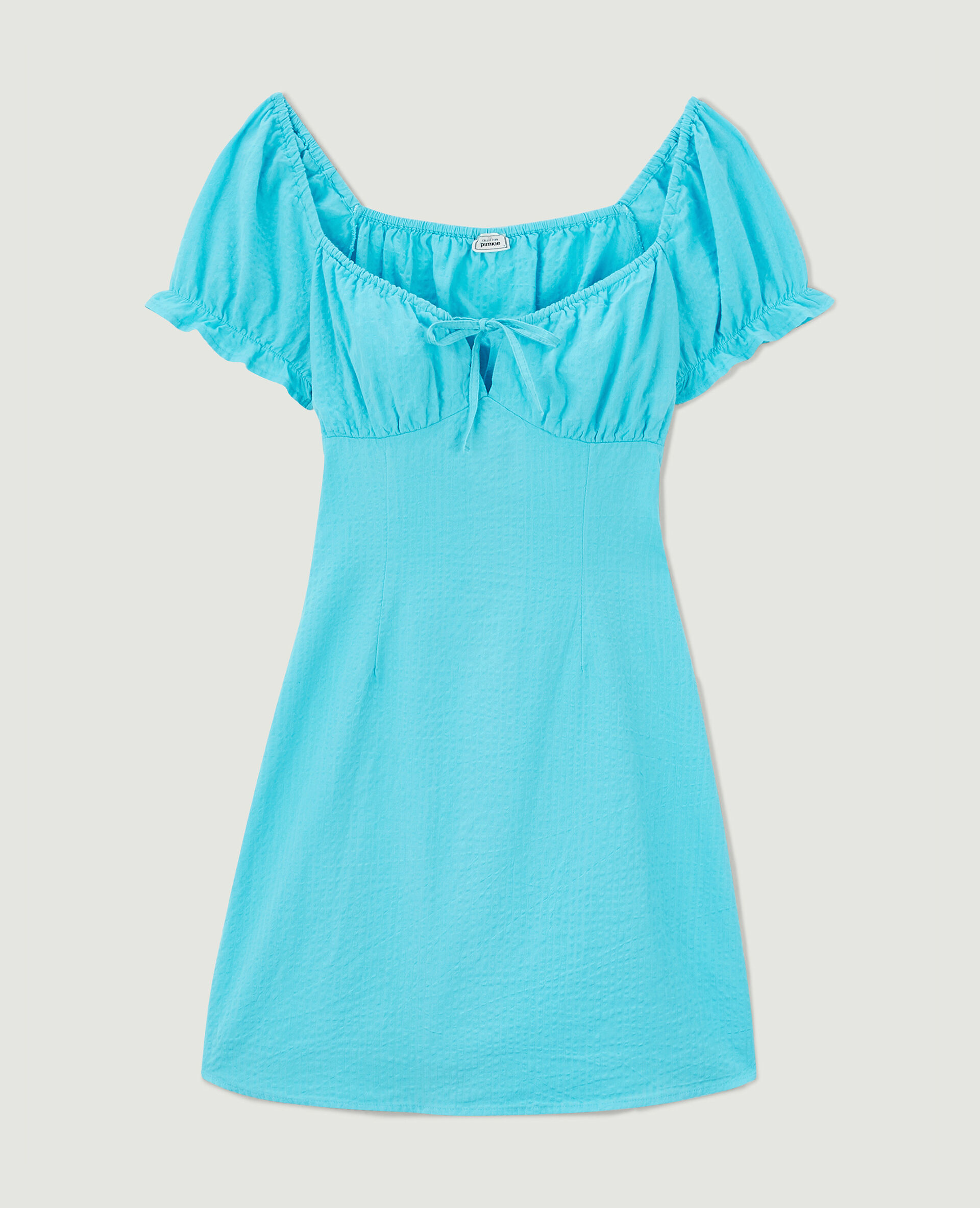 Robe courte dos-nu avec laçage - Bleu turquoise