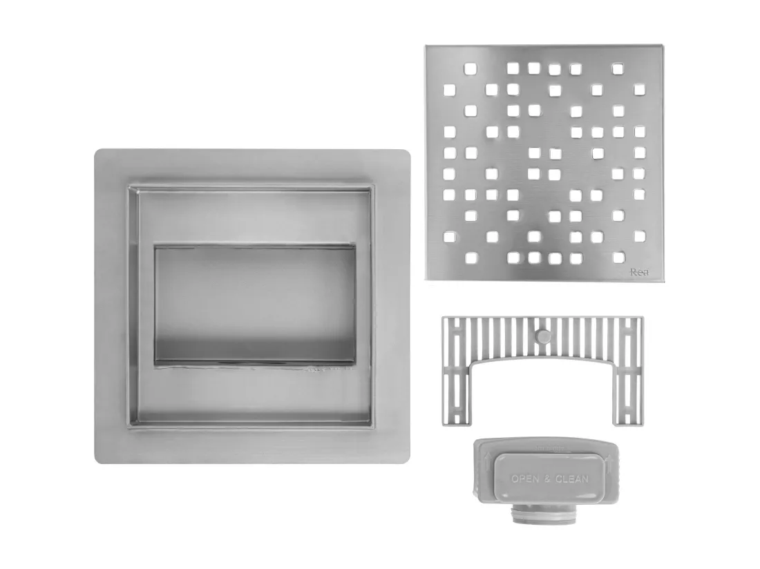 Drain Linéaire Rea Dots 150X150 Brush Steel