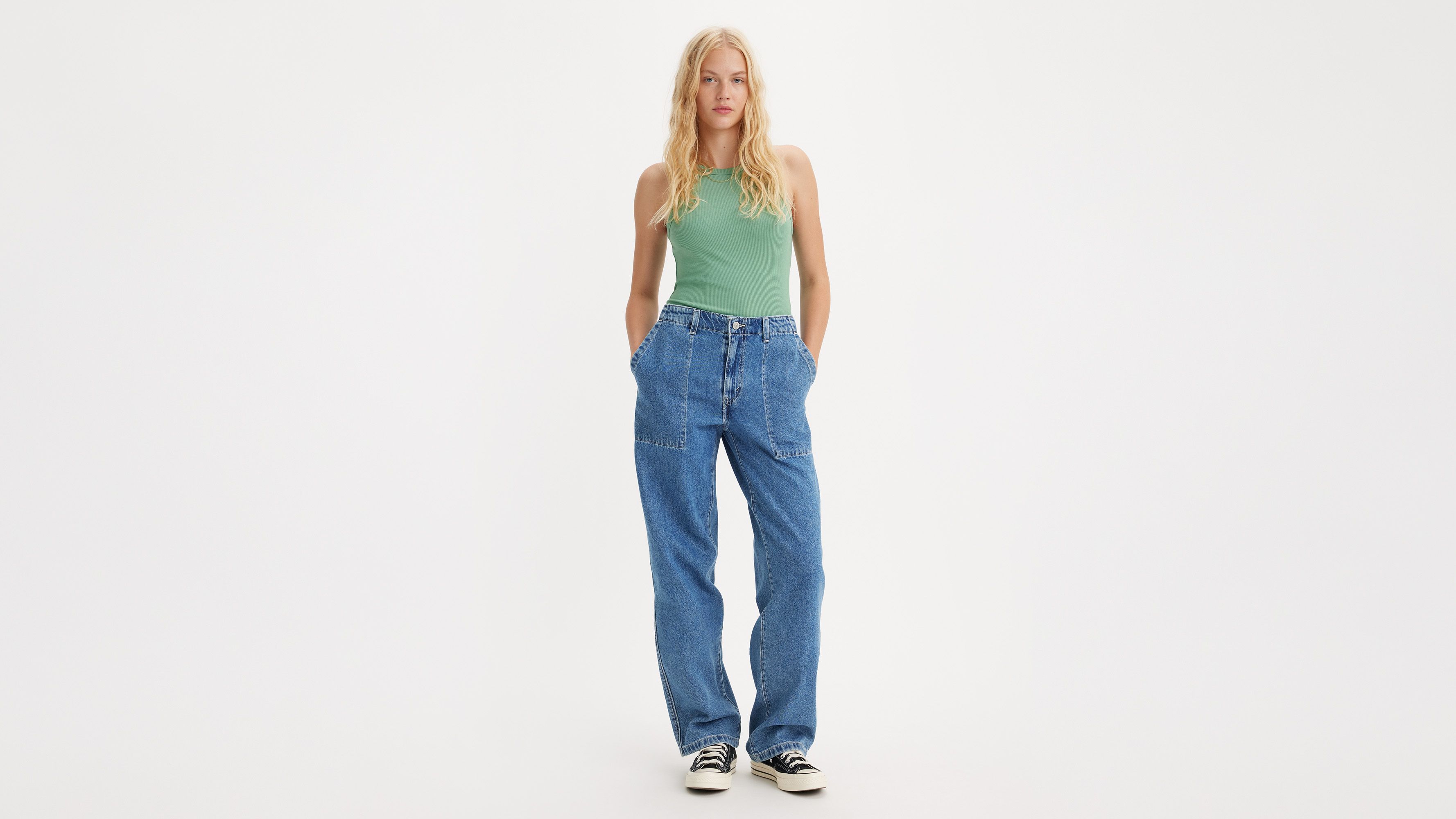 Jean Baggy Dad utilitaire - Foolish Love - Bleu
