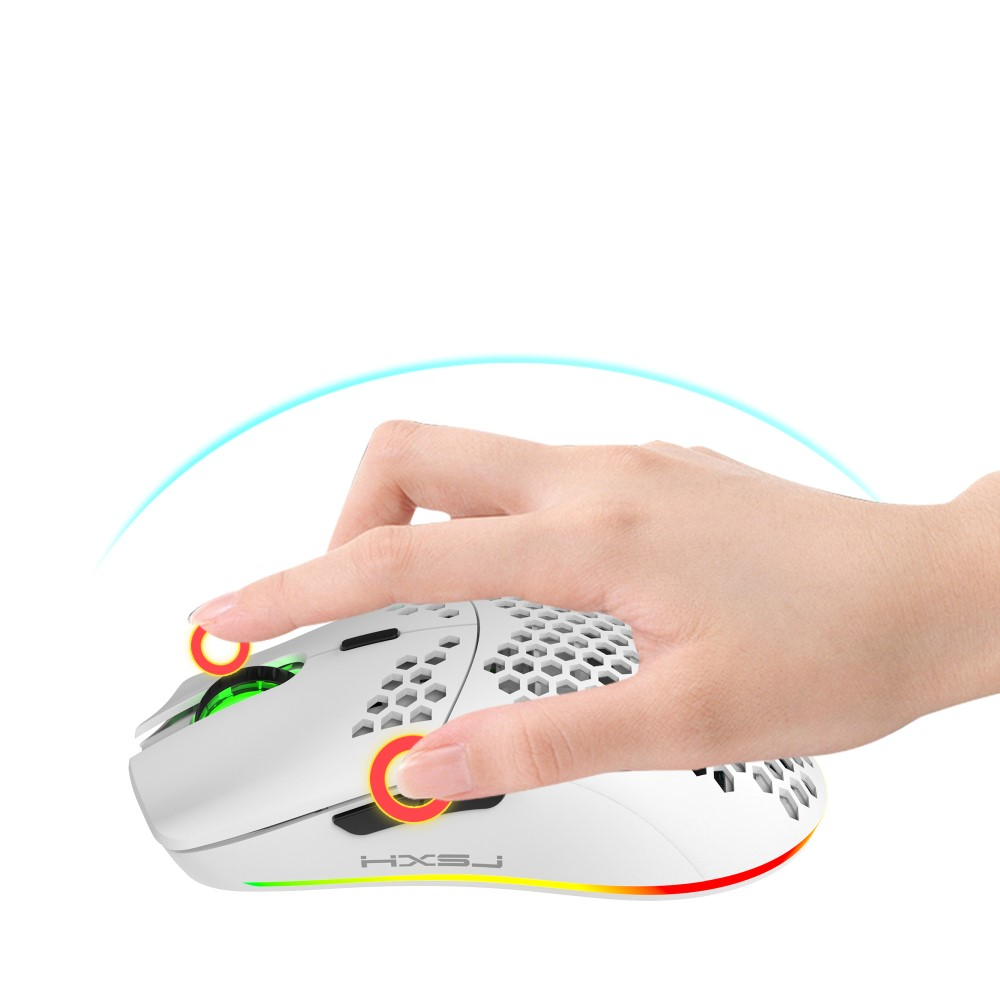 Optische Wireless Gaming Maus mit 3600 DPI   USB Dongle mit RGB LED Beleuchtung - Weiss