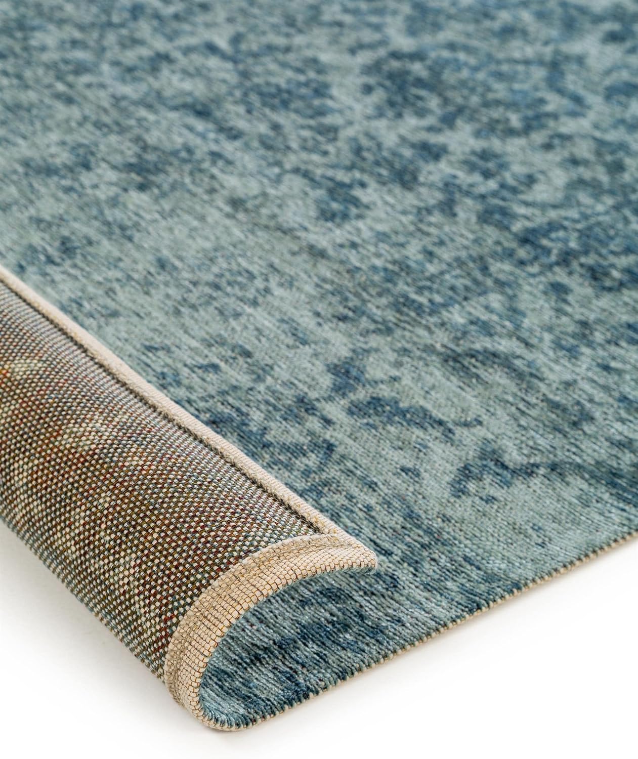 benuta Pop Flachgewebeteppich Tosca - Blau 195x285 cm - Kunstfaser - Rechteckig & im Style: Vintage, Orient Style - Pflegeleicht für Wohnzimmer Schlafzimmer
