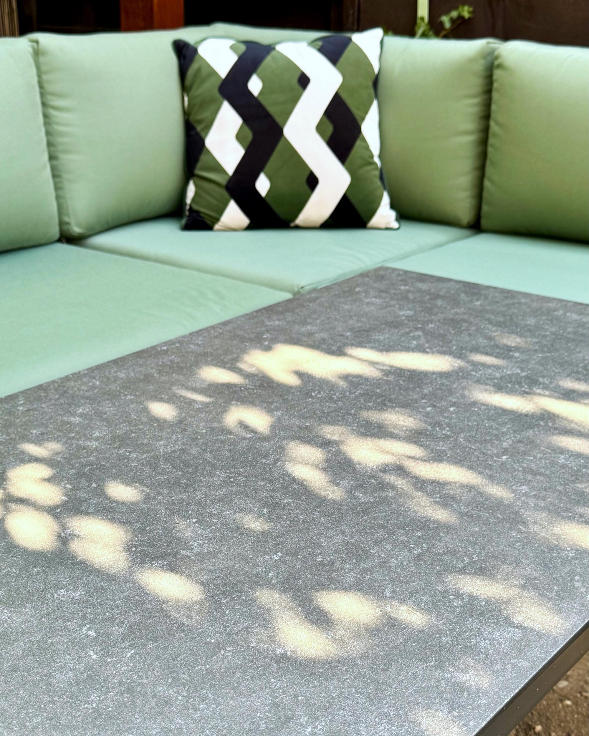 Tuin hoekloungeset met tafel 5-zits MESSINA linkszijdig Metaal Groen