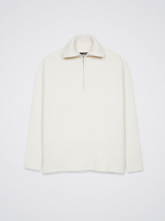 Suéter de gola alta em tricô - Branco-sujo