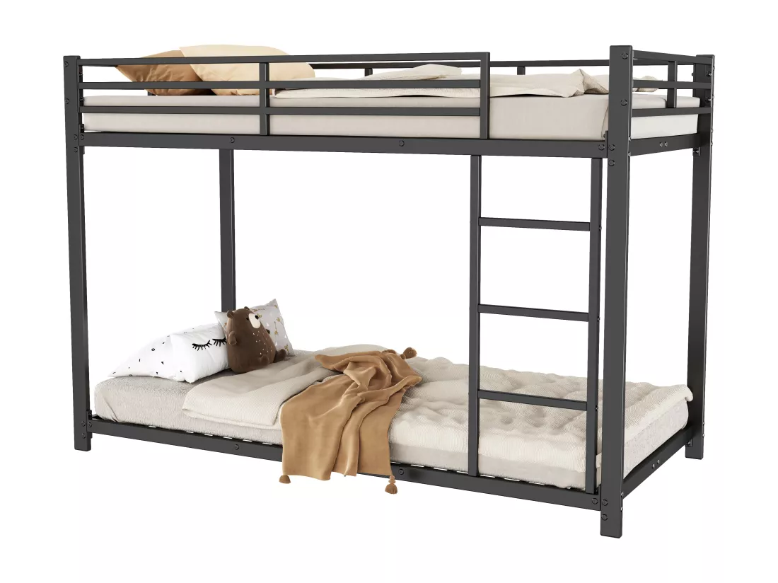 Lits pour enfants 90*200, lits superposés, lits en fer, lits superposés en fer de forme classique, noir