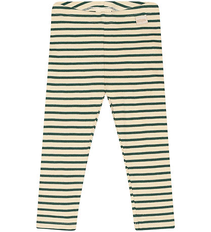 Petit Piao Leggings - Rib - Modal - Emerald green/dark Off White