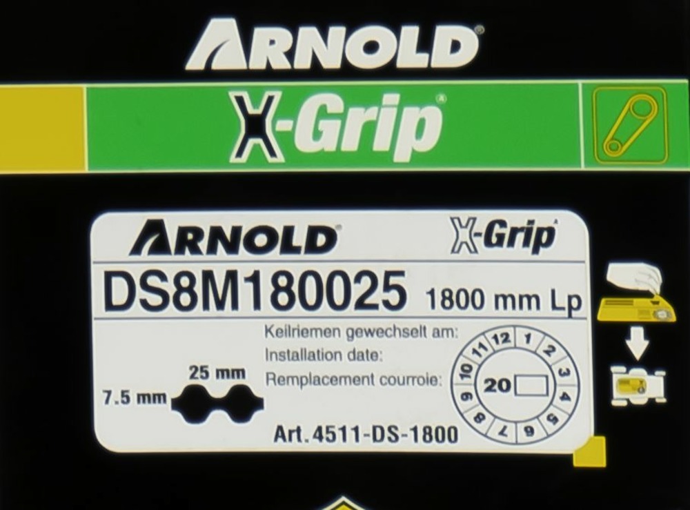 Courroie dentée trapézoïdale x-grip de type 25ds8m1800