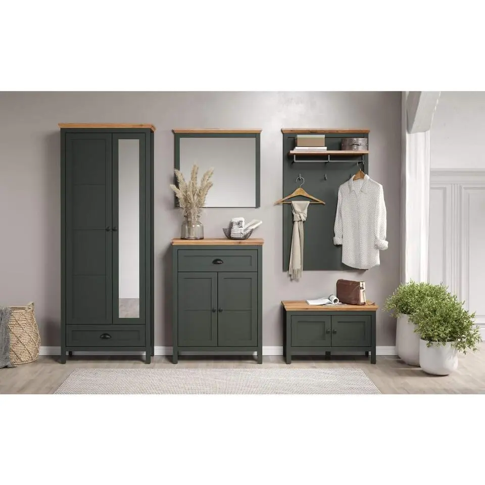 Hioshop Stanton kledingkast groen- eik decor