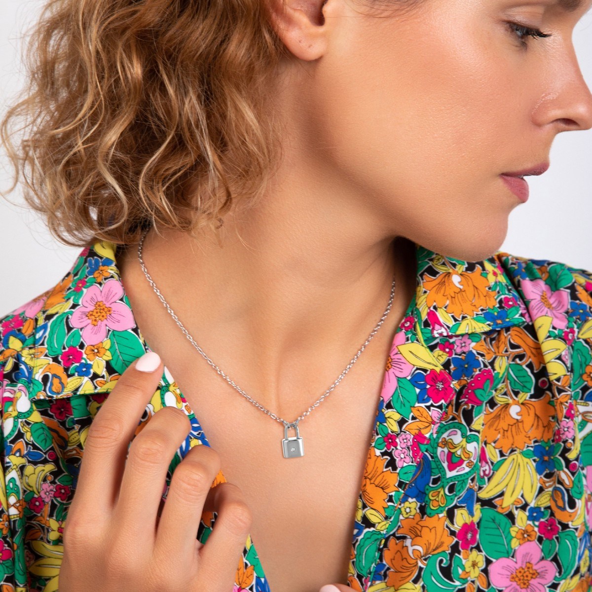 Collier cadenas SC Crystal orné d'un véritable diamant