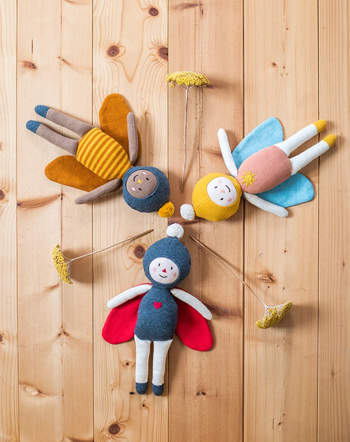 Stoffpuppe MARIENKÄFER MARIA (30cm) in grau