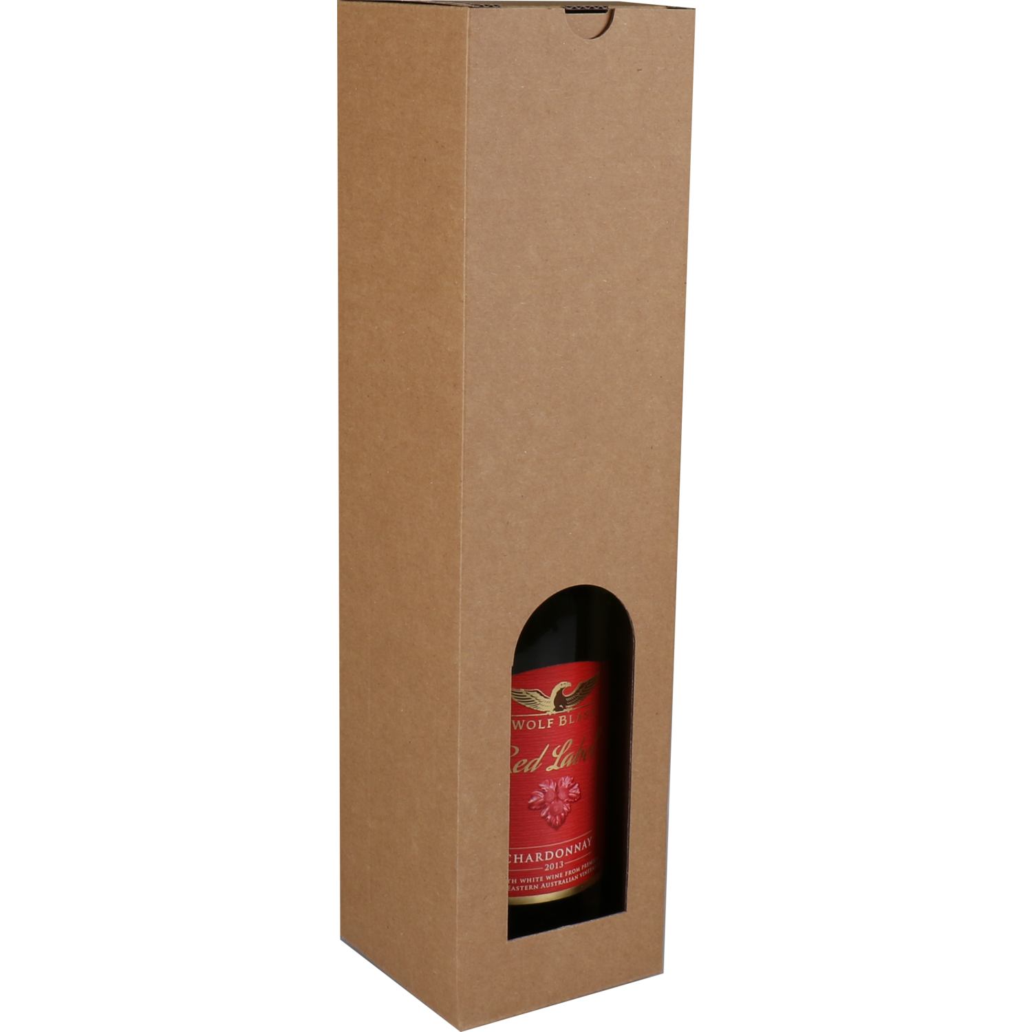 Flesdoos, Basic line, golfkarton, 1 fles, 88x87x350mm, bruin