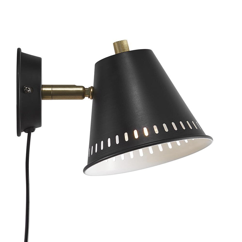 Wandlamp van dennenhout in zwart GU10