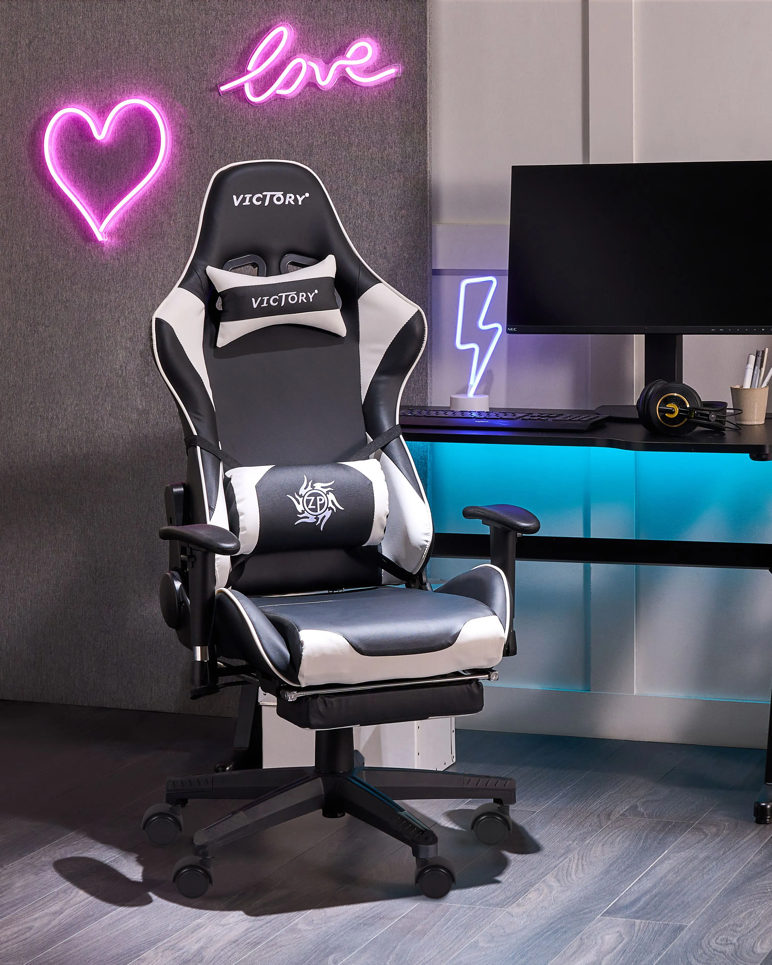 Gamestoel VICTORY Kunstleer Wit
