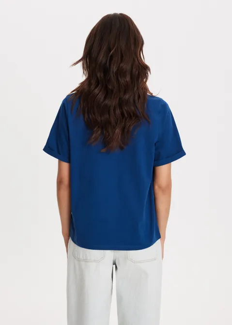 T-shirt met opgerolde mouwen blauw (BLW.KD)