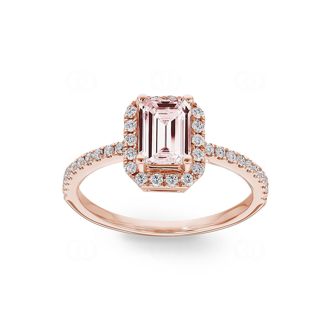Cocktailring 750/18 K Roségold mit Morganit und Diamanten 0.31 ct H/si