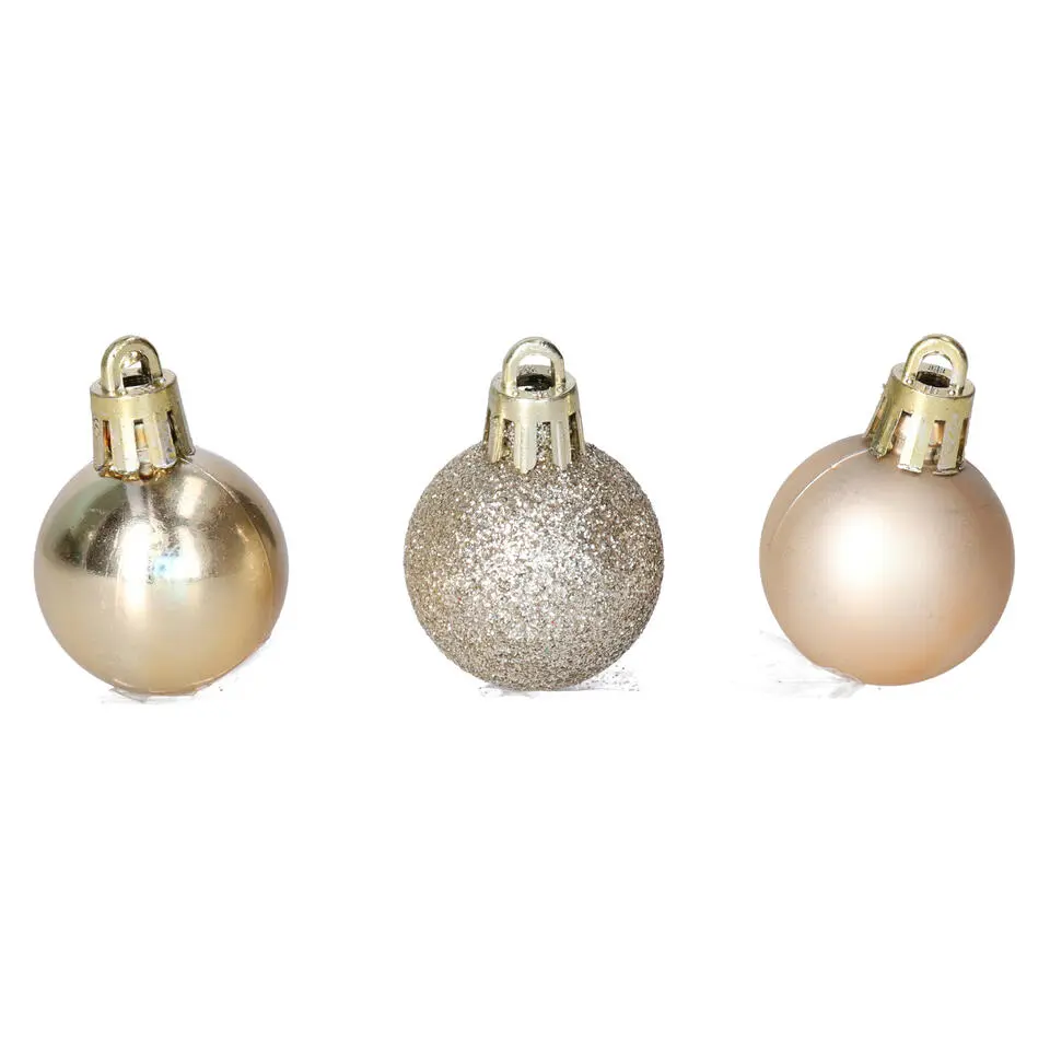 Krist  kleine kerstballen - 20x - champagne - 3 cm -kunststof