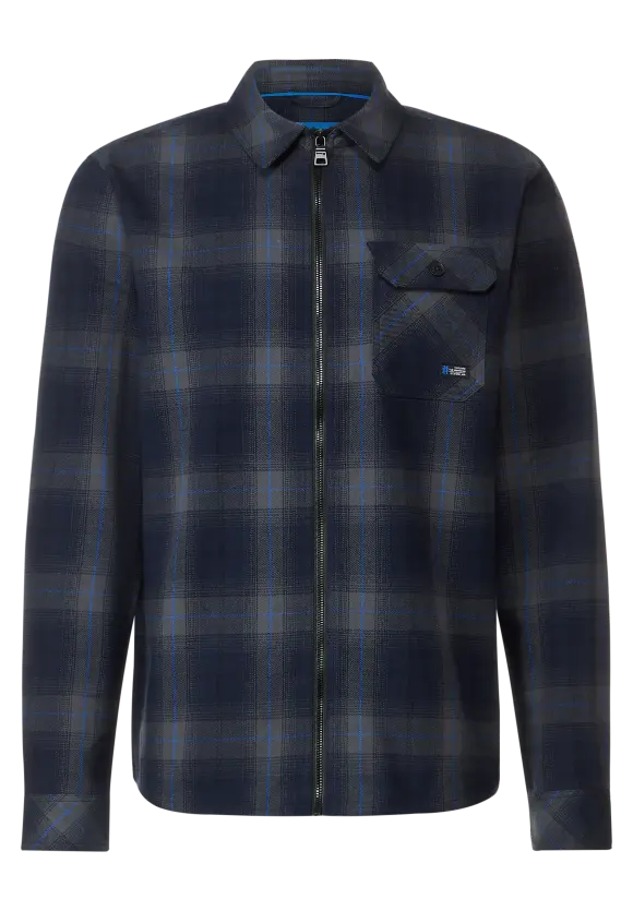 Zipper Karo Overshirt - anthra grey melange