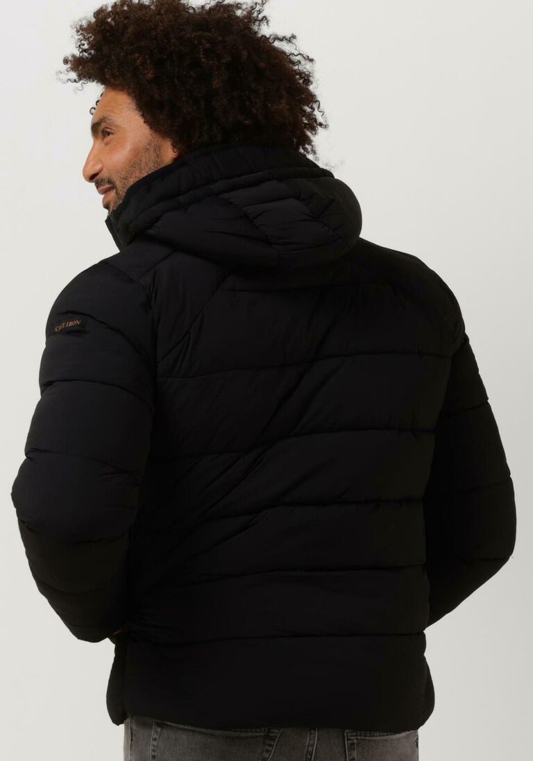 CAST IRON zwarte cast iron gewatteerde jas short jacket techstretch brawler