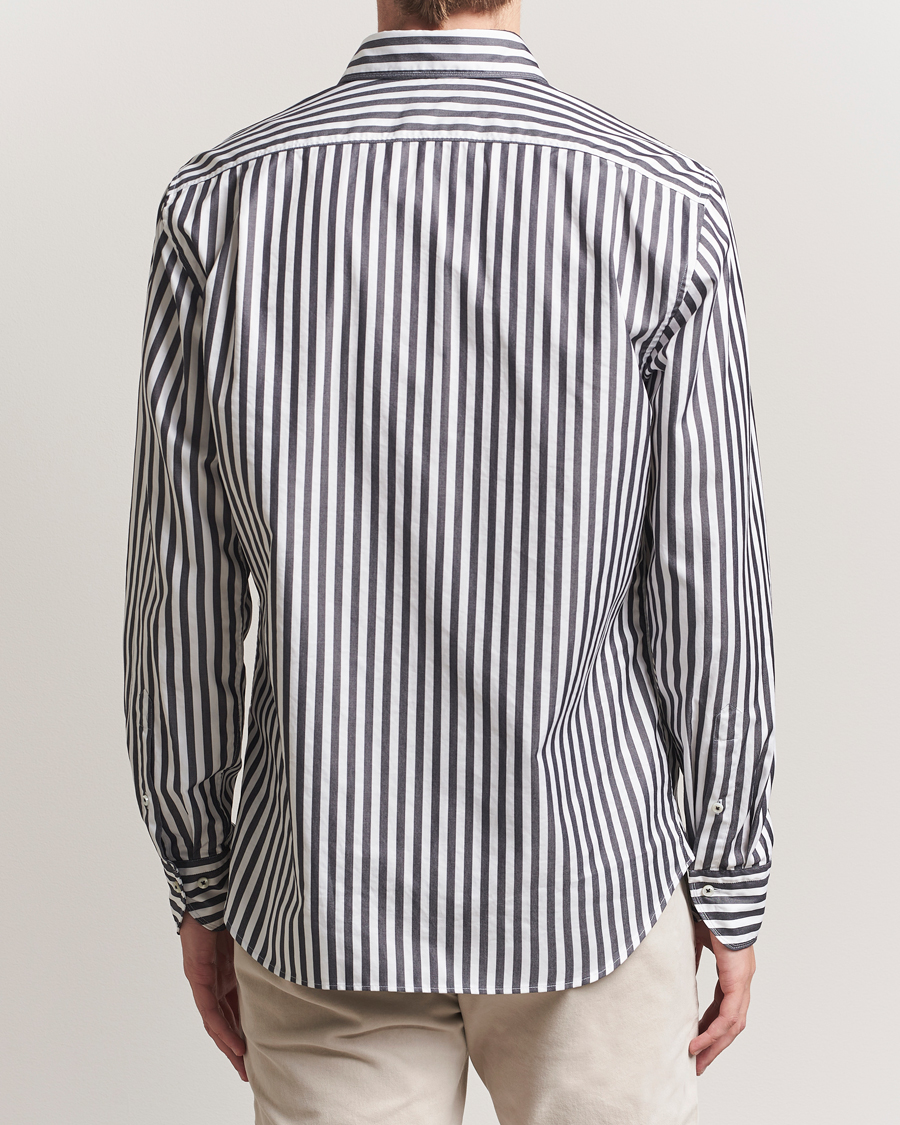 Stenströms Regular Fit Washed Large Stripe Shirt White/Black