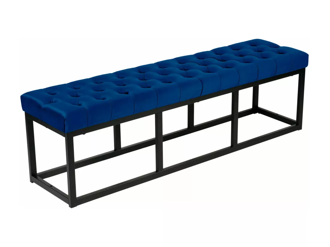 Banquette - Velours & Métal noir mat - Bleu - Polson