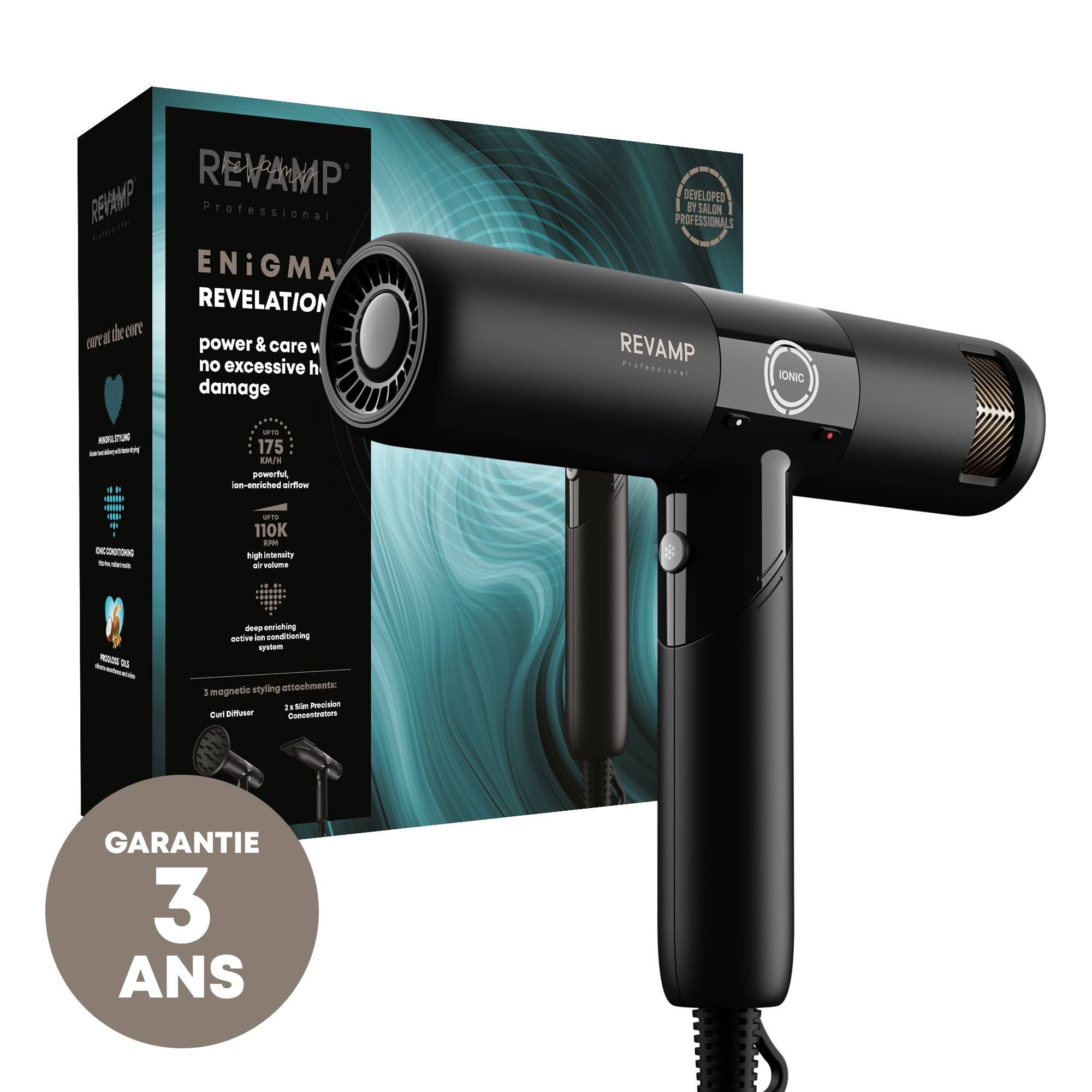 Sèche-cheveux pliable ionique Progloss™ - Enigma Revelation / 500ml
