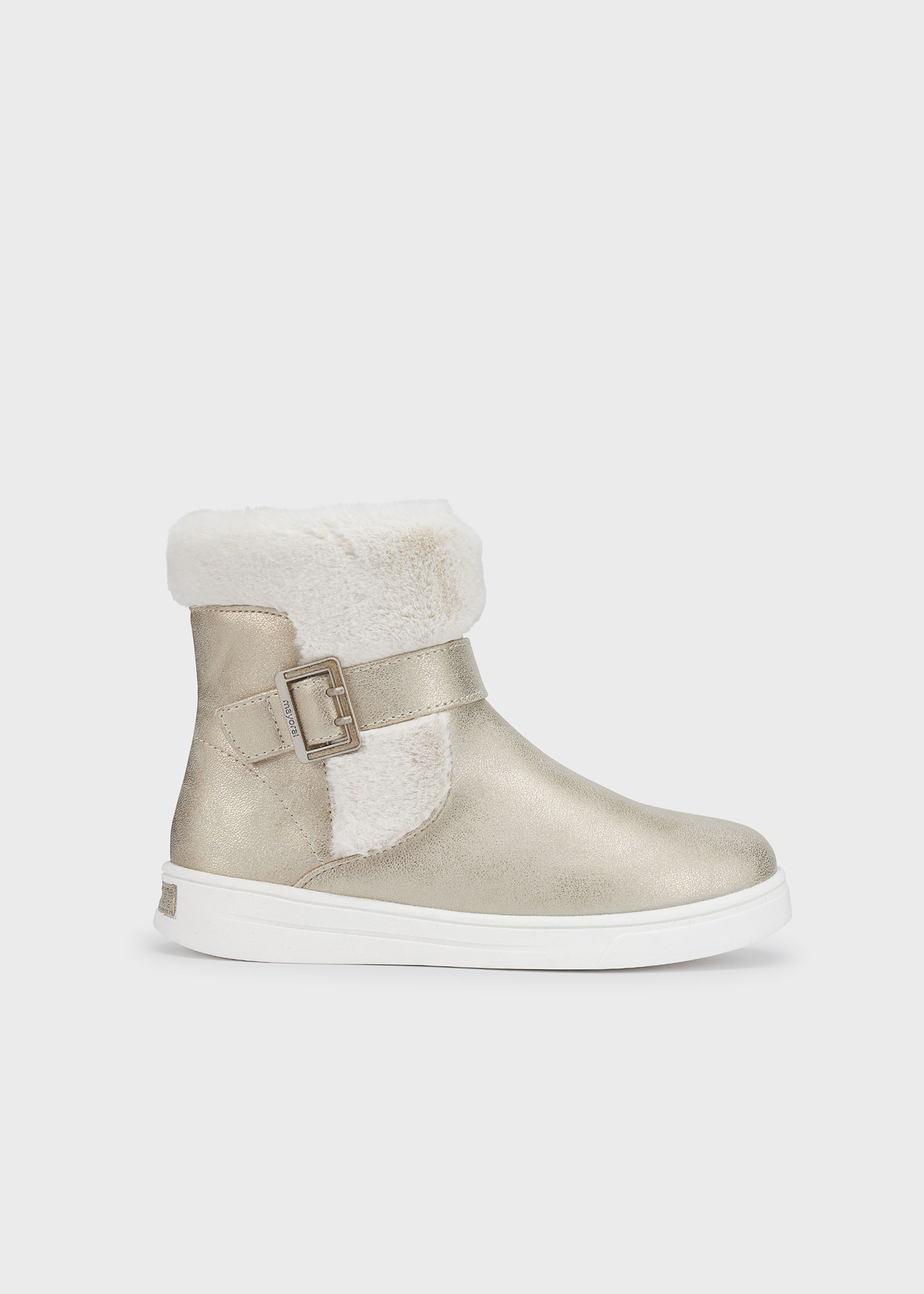 Botas de cano curto com palmilha de pele sintética, em algodão reciclado, para meninas.