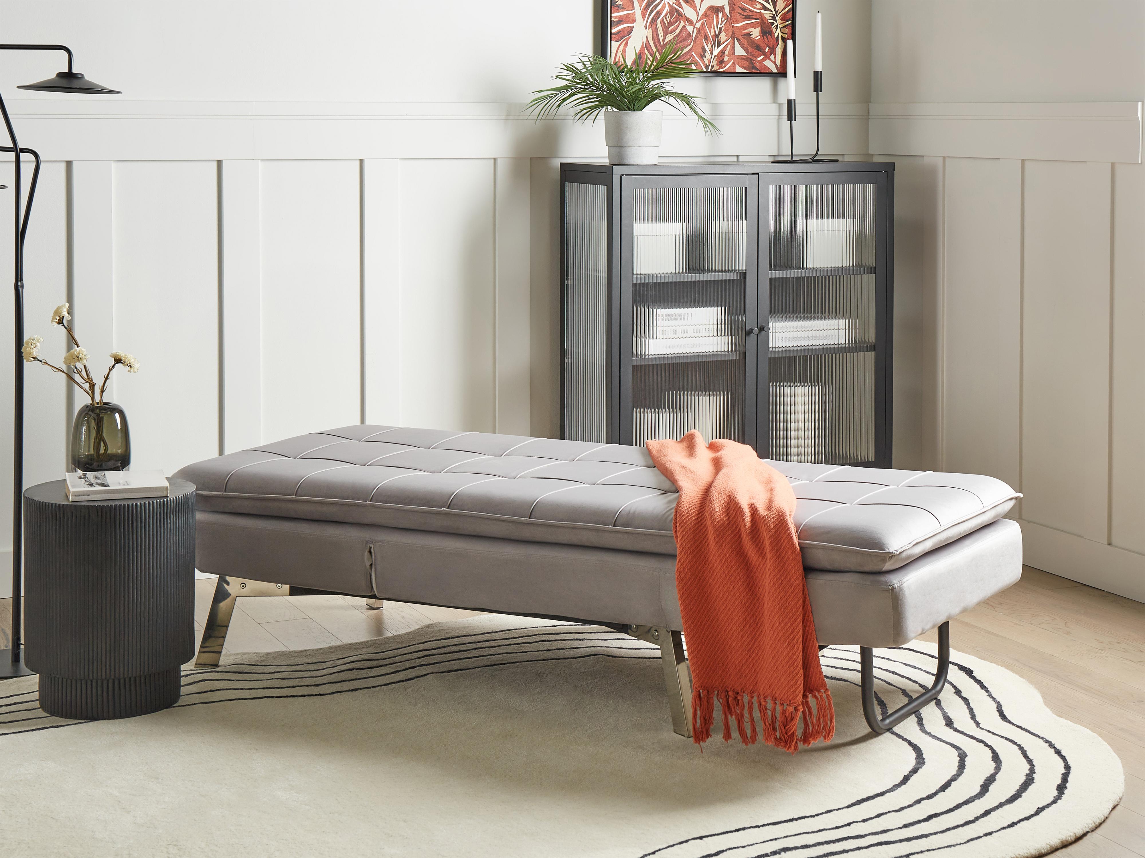 Chaise longue LOIRET Fluweel Lichtgrijs