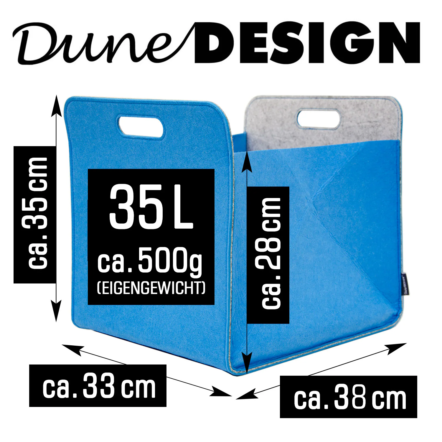 4er Set Filz Aufbewahrungsbox 33x33x38 cm Kallax Filzkorb Regal Einsatz Box Blau